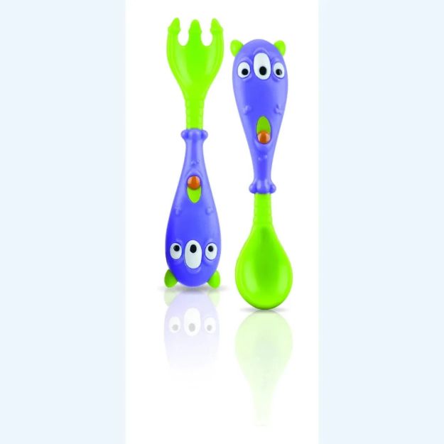 Imagen de Set de primeros cubiertos cuchara y tenedor Nuby-Monster