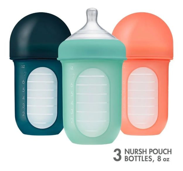 Imagen de Pack X 3 Mamadera anticólico Boon, con bolsa y tetina de silicona 8oz (236 Ml)