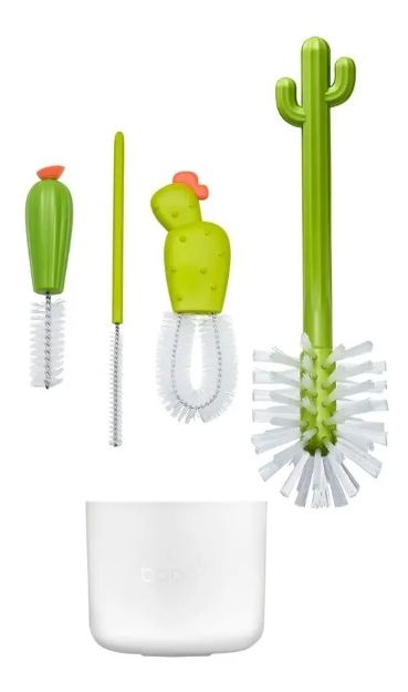 Imagen de Set Cepillos Limpiamemas Con Recipiente escurridor Boon - BLANCO