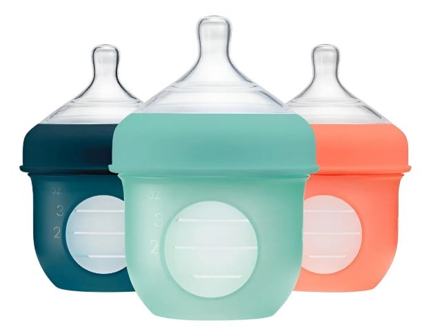 Imagen de Pack X 3 Mamadera Boon anticólico con bolsa y tetina de silicona 4oz (118 Ml)-nordico