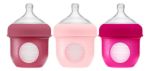 Imagen de Pack X 3 Mamadera Boon anticólico con bolsa y tetina de silicona 4oz (118 Ml)-Rosa
