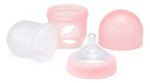Imagen de Pack X 3 Mamadera Boon anticólico con bolsa y tetina de silicona 4oz (118 Ml)-Rosa