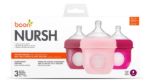 Imagen de Pack X 3 Mamadera Boon anticólico con bolsa y tetina de silicona 4oz (118 Ml)-Rosa