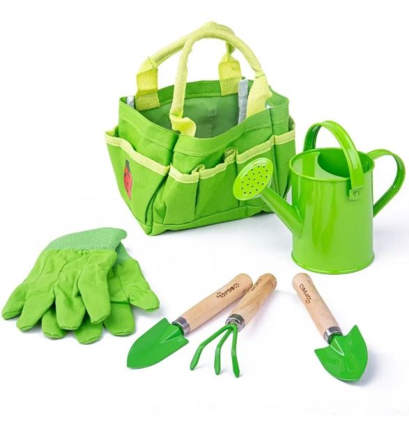 Imagen de Bolso de jardinería (palas/rastrillo/guantes/regadera) Bigjigs