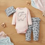 Imagen de Set de bodie, pelele y gorro animal print Gerbrer 6/9m