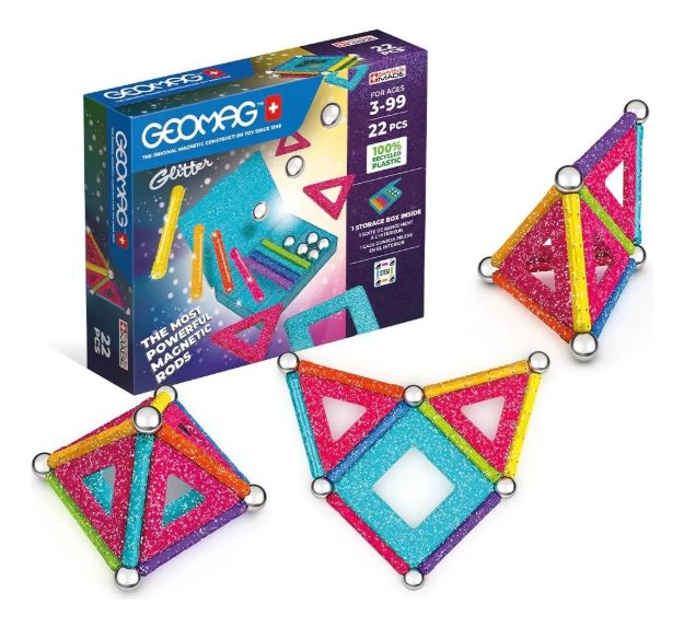 Imagen de Juego magnético con barritas glitter y esferas 22 Pcs