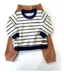 Imagen de Conjunto Remera Manga Larga Rayas Y Pantalón Jogging Bebes Marrón 36 A 42 Meses