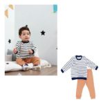 Imagen de Conjunto Remera Manga Larga Rayas Y Pantalón Jogging Bebes Marrón 36 A 42 Meses
