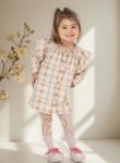 Imagen de Vestido Midi Xadrez Baby Gut Bebé Manga Larga Marrón Claro Cuadros 4 (36 A 42 Meses)