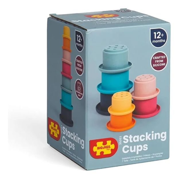 Imagen de Vasitos apilables de silicona con orificios Bigjigs