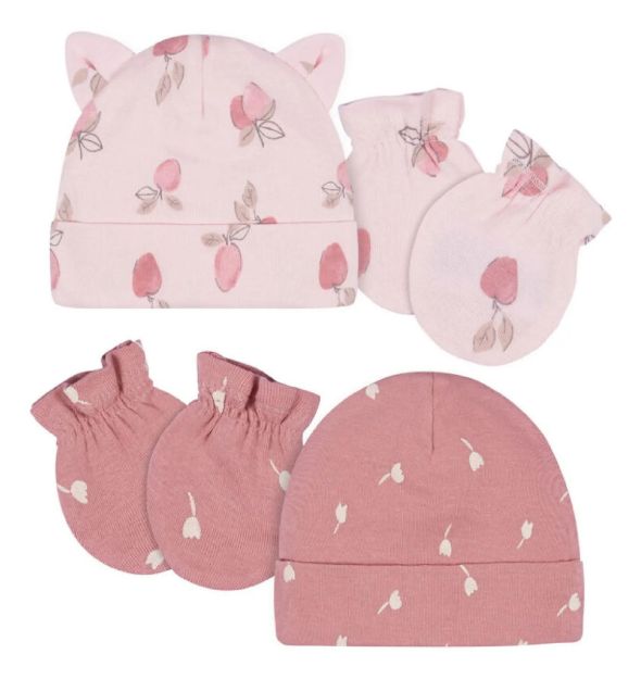Imagen de Set de gorros y mitones coral 0 a 6 meses Gerber