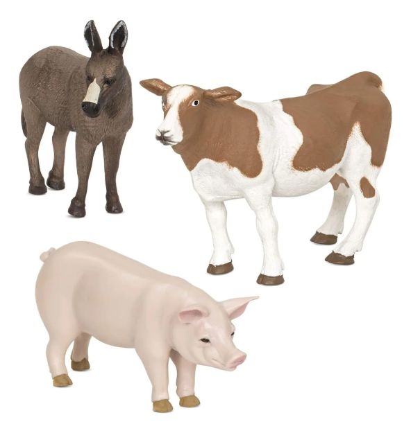 Imagen de Figuras Animales Granja: Burro, Vaca Holstein, Cerdo 3 Años+