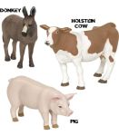 Imagen de Figuras Animales Granja: Burro, Vaca Holstein, Cerdo 3 Años+
