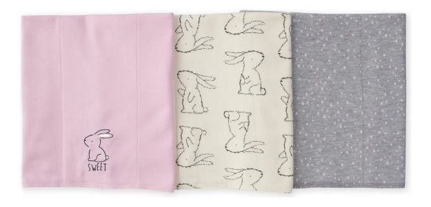 Imagen de Pack x3 provecheros de algodón conejos rosa Gerber