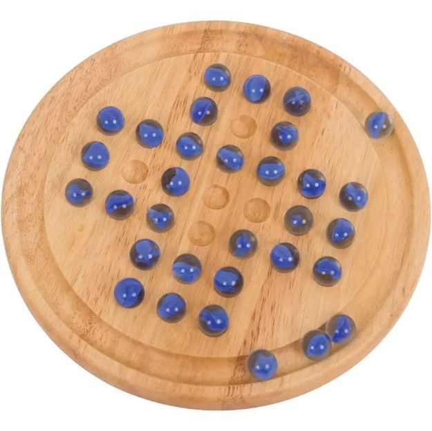 Imagen de Juego de mesa Solitario en madera con canicas Bigjigs