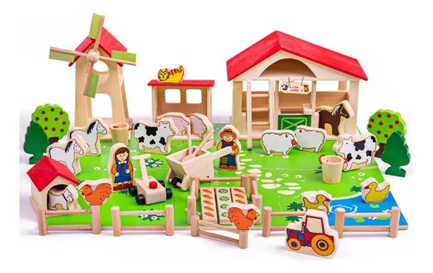 Imagen de Juego de la granja completo de madera Bigjigs