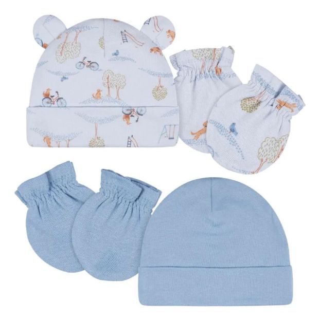Imagen de Set Gorros Y Mitones algodón azul