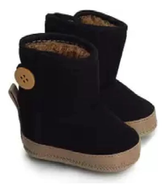 Imagen de Zapatos Botitas Bebes Interior De Corderito Babygut Negros Negro 1(0 A 2 Meses) Lisa