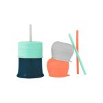 Imagen de Vaso con tapas silicona y sorbitos reutilizables 6pcs nordico
