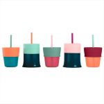 Imagen de Vaso con tapas silicona y sorbitos reutilizables 6pcs nordico