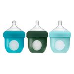 Imagen de Pack X 3 Mamadera Boon anticólico con bolsa y tetina de silicona 4oz (118 Ml)-azul