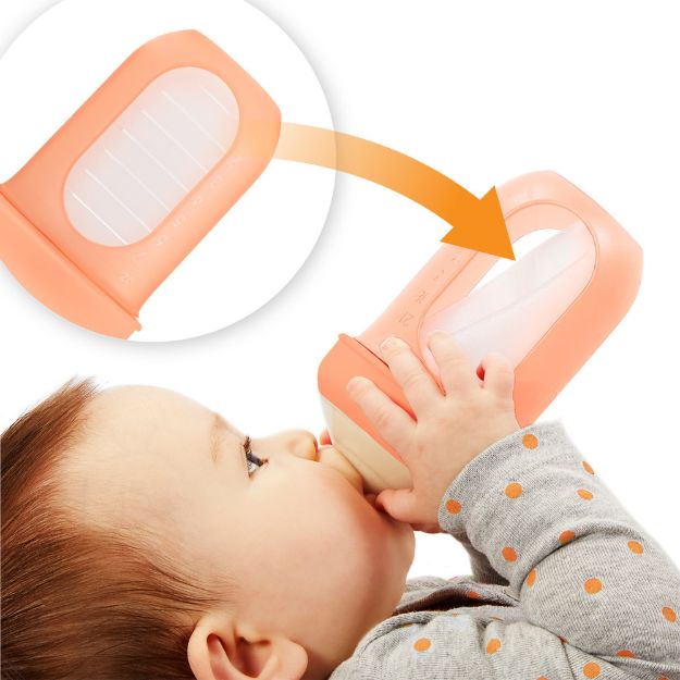 Imagen de Mamadera Anticolico Bolsa Tetina Silicona Para Bebes 3m Coral